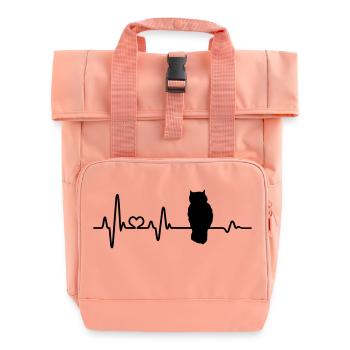 Herzschlag Eule Eulenliebhaber Geschenk Kauz Uhu - Rolltop Rucksack mit zwei Griffen - Chintzrosa - Vorne