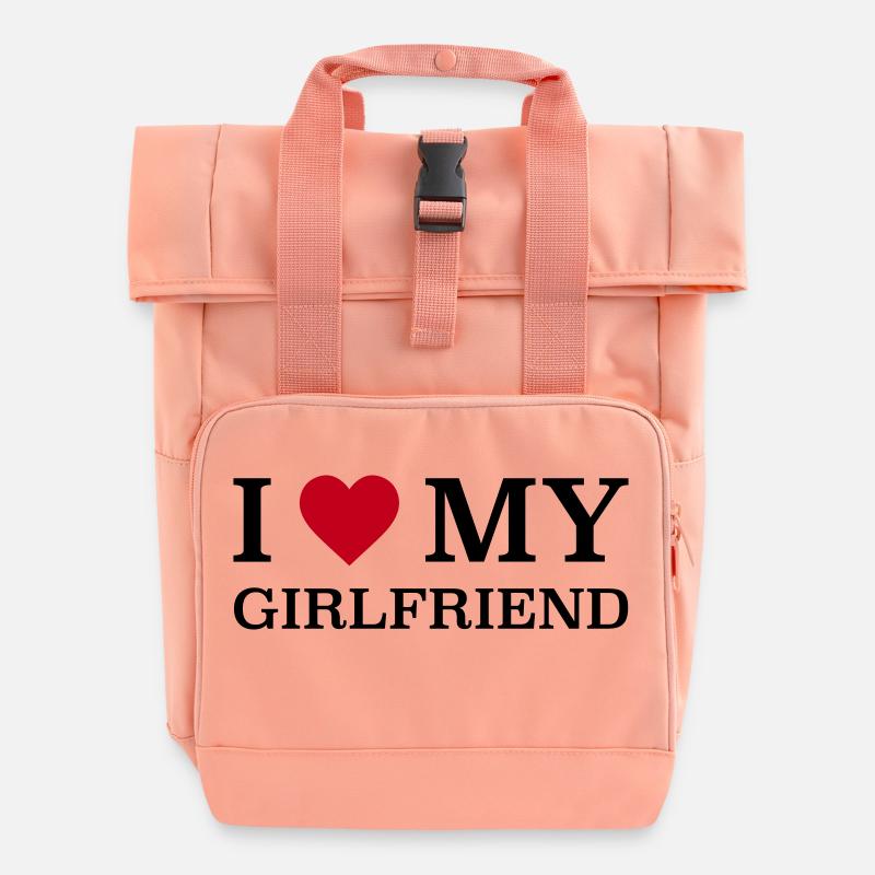 I love my Girlfriend - Rolltop Rucksack mit zwei Griffen - Chintzrosa