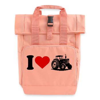 I love Herz Traktor - Rolltop Rucksack mit zwei Griffen - Chintzrosa - Vorne