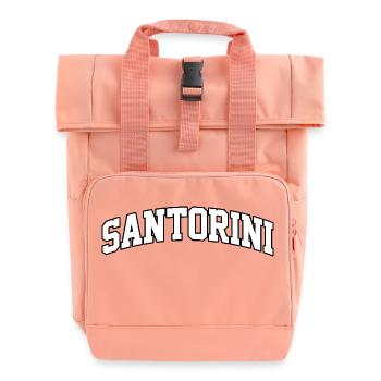 Santorini Logo: College-Design im griechischen Stil - Rolltop Rucksack mit zwei Griffen - Chintzrosa - Vorne