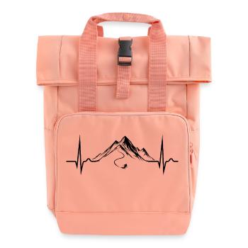 ECG curve - heart curve - pulse - skiing - Roll Top Backpack with Two Handles - chintz rose - Front