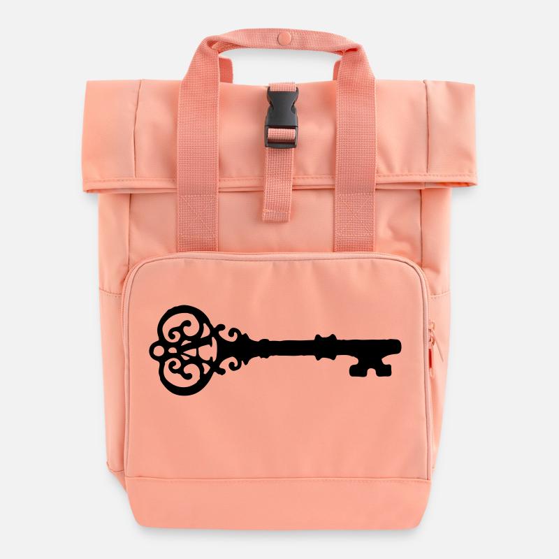 key_vintage - Roll Top Backpack with Two Handles - chintz rose