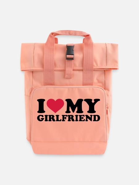 I love my girlfriend - Rolltop Rucksack mit zwei Griffen - Chintzrosa