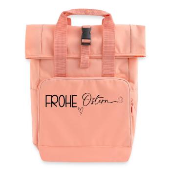 Frohe Ostern ❤️🐰 - Rolltop Rucksack mit zwei Griffen - Chintzrosa - Vorne