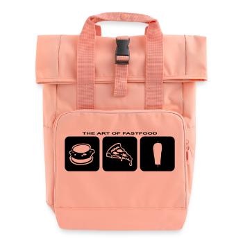Fast food food drink burgers fries pizza - Roll Top Backpack with Two Handles - chintz rose - Front