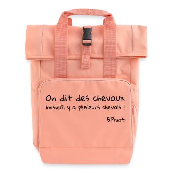On dit des chevaux ! - Sac à dos Roll Top à deux anses - rose liberty - Devant