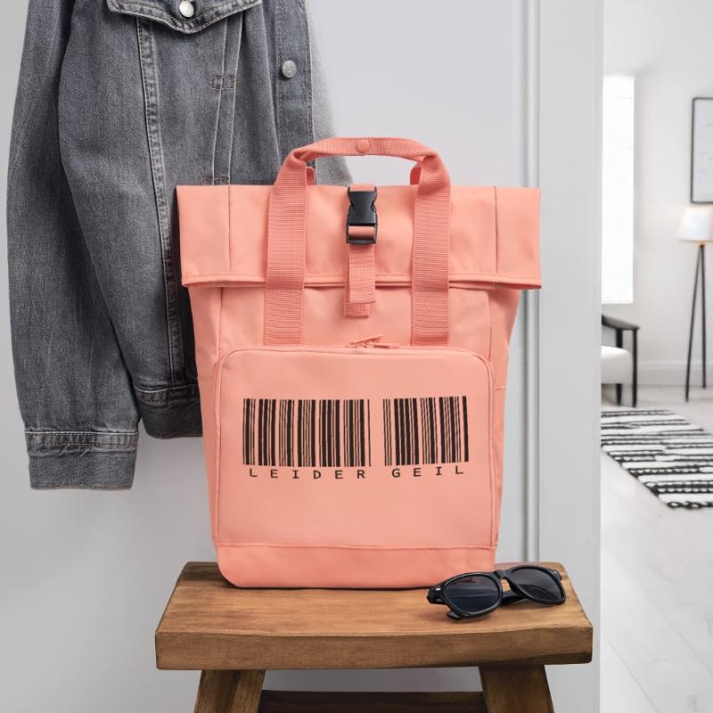 Leider Geil Barcode Rolltop Rucksack mit zwei Griffen