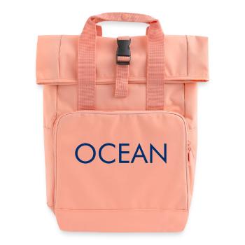 Logo de conception de lettrage de l’océan Mer - Sac à dos Roll Top à deux anses - rose liberty - Devant