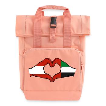 Austria United Arab Emirates Flag - Roll Top Backpack with Two Handles - chintz rose - Front
