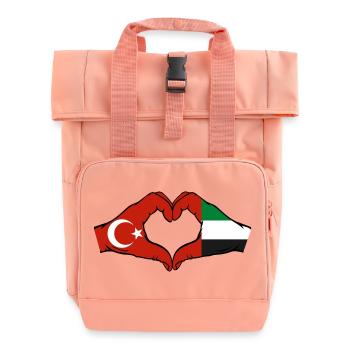 Turkey United Arab Emirates Heart - Roll Top Backpack with Two Handles - chintz rose - Front