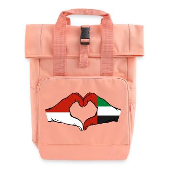 Indonesia United Arab Emirates Heart - Roll Top Backpack with Two Handles - chintz rose - Front