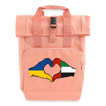 Ukraine United Arab Emirates Heart - Roll Top Backpack with Two Handles - chintz rose - Front