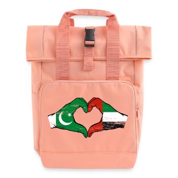 Pakistan United Arab Emirates Heart - Roll Top Backpack with Two Handles - chintz rose - Front