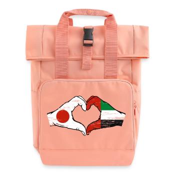 Japan United Arab Emirates Heart - Roll Top Backpack with Two Handles - chintz rose - Front