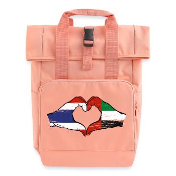 Thailand United Arab Emirates Heart - Roll Top Backpack with Two Handles - chintz rose - Front
