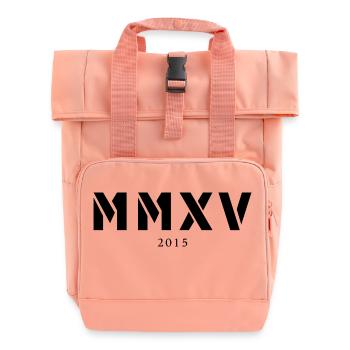 Roman numeral year of birth Made in 2015 - Roll Top Backpack with Two Handles - chintz rose - Front