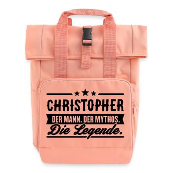 Man Myth Legend Christopher - Roll Top Backpack with Two Handles - chintz rose - Front