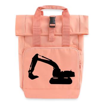 Bagger LKW Baumaschine - Rolltop Rucksack mit zwei Griffen - Chintzrosa - Vorne