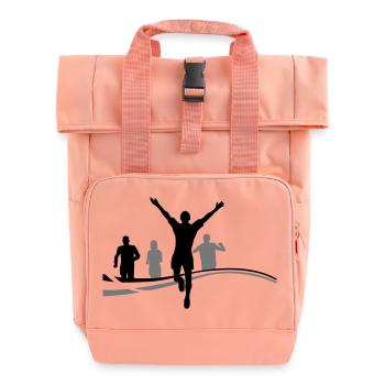 Group Of People Jogging - Roll Top Backpack with Two Handles - chintz rose - Front