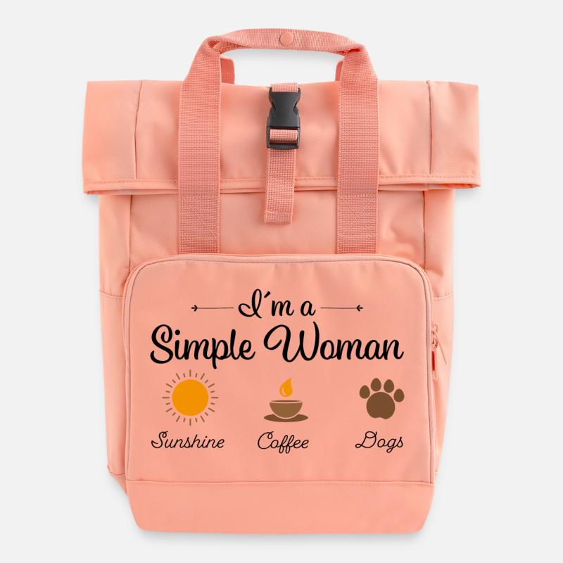 Hundefrau - Rolltop Rucksack mit zwei Griffen - Chintzrosa
