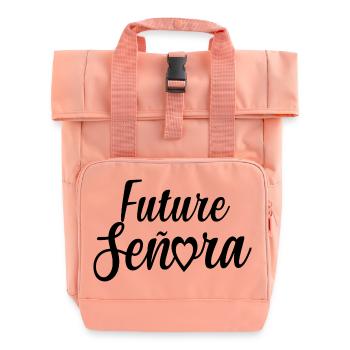 Future Señora Engagement Bridal Shower Wedding - Roll Top Backpack with Two Handles - chintz rose - Front