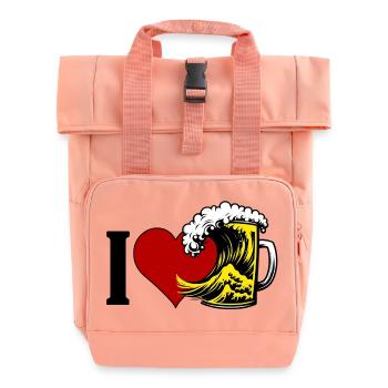 I Love Beer - Roll Top Backpack with Two Handles - chintz rose - Front