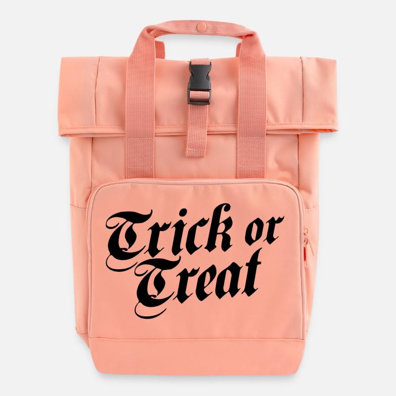 Trick or Treat Black - Roll Top Backpack with Two Handles - chintz rose