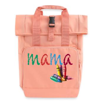 Mom - Chalk colorful - Roll Top Backpack with Two Handles - chintz rose - Front