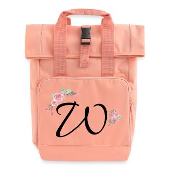 Buchstabe w Blumen - Rolltop Rucksack mit zwei Griffen - Chintzrosa - Vorne