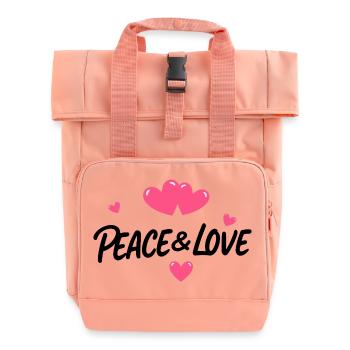 Peace and love - Roll Top Backpack with Two Handles - chintz rose - Front