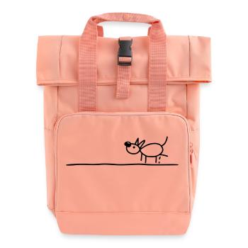 Hund hebt Bein - Rolltop Rucksack mit zwei Griffen - Chintzrosa - Vorne