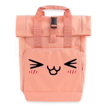 kawaii_face_4 - Rolltop Rucksack mit zwei Griffen - Chintzrosa - Vorne