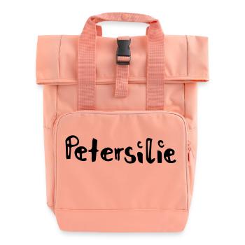 Petersielie_SCHRIFT - Rolltop Rucksack mit zwei Griffen - Chintzrosa - Vorne