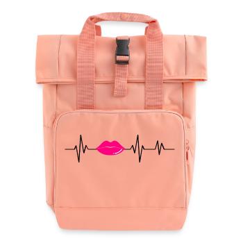 Pink Heartbeat Lips - Gift Idea - Roll Top Backpack with Two Handles - chintz rose - Front