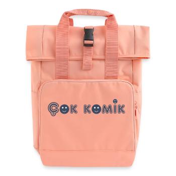 Cok Comic Grey - Roll Top Backpack with Two Handles - chintz rose - Front
