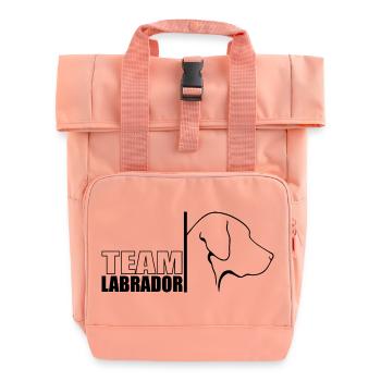 TEAM Labrador Hunde Hund Labbi Wilsigns - Rolltop Rucksack mit zwei Griffen - Chintzrosa - Vorne