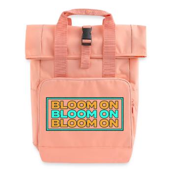 Schriftzug Bloom On - Rolltop Rucksack mit zwei Griffen - Chintzrosa - Vorne