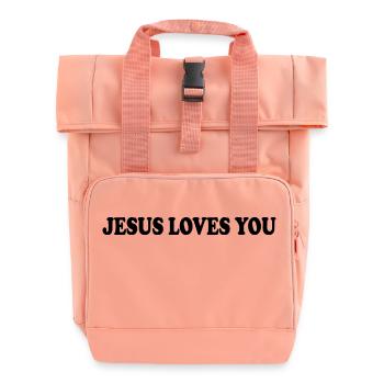 Jesus loves you - Roll Top Backpack with Two Handles - chintz rose - Front