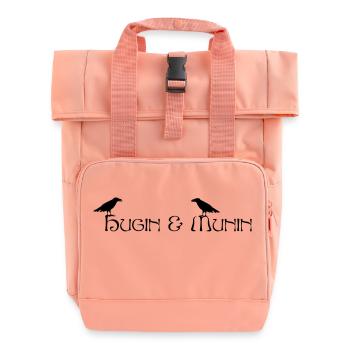 Hugin & Munin (Odin's ravens) - Roll Top Backpack with Two Handles - chintz rose - Front