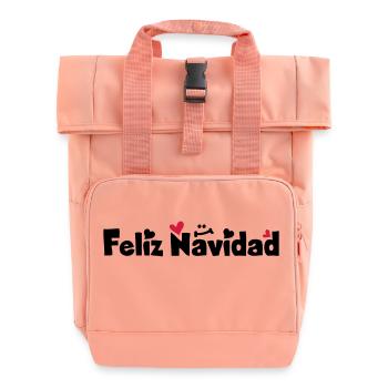 Feliz Navidad Frohe Weihnachten - Rolltop Rucksack mit zwei Griffen - Chintzrosa - Vorne