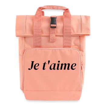 Typographie Je t’aime – French Love Art - Sac à dos Roll Top à deux anses - rose liberty - Devant