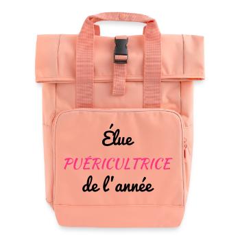 Nursery Nurse Kinderpflegerin Puéricultrice Baby - Roll Top Backpack with Two Handles - chintz rose - Front