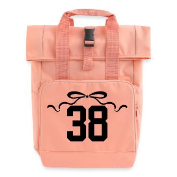 Number 38 Knot - 38th Anniversary - Roll Top Backpack with Two Handles - chintz rose - Front