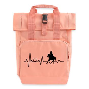 Pferd Reiterin Reiten Mädchen Herzschlag Reiter - Rolltop Rucksack mit zwei Griffen - Chintzrosa - Vorne