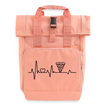 Pizza Salami Herzschlag Pizzeria Fast Food Essen - Rolltop Rucksack mit zwei Griffen - Chintzrosa - Vorne