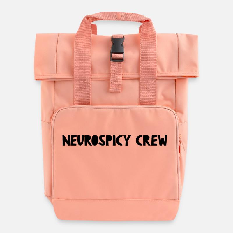 Neurospicy Schwarz - Rolltop Rucksack mit zwei Griffen - Chintzrosa
