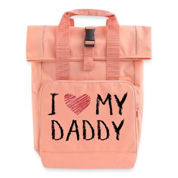 I Love My Daddy - Roll Top Backpack with Two Handles - chintz rose - Front