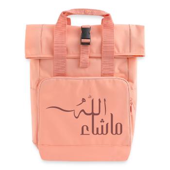 Mashallah in Arabic - Roll Top Backpack with Two Handles - chintz rose - Front