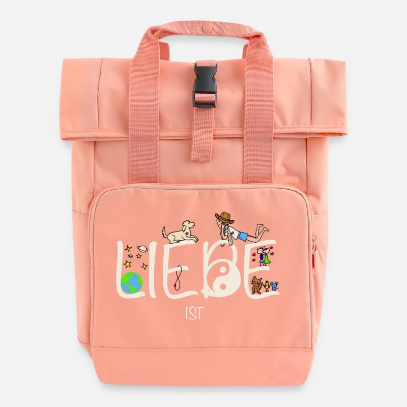 Bliss and Paw - Liebe ist - Rolltop Rucksack mit zwei Griffen - Chintzrosa