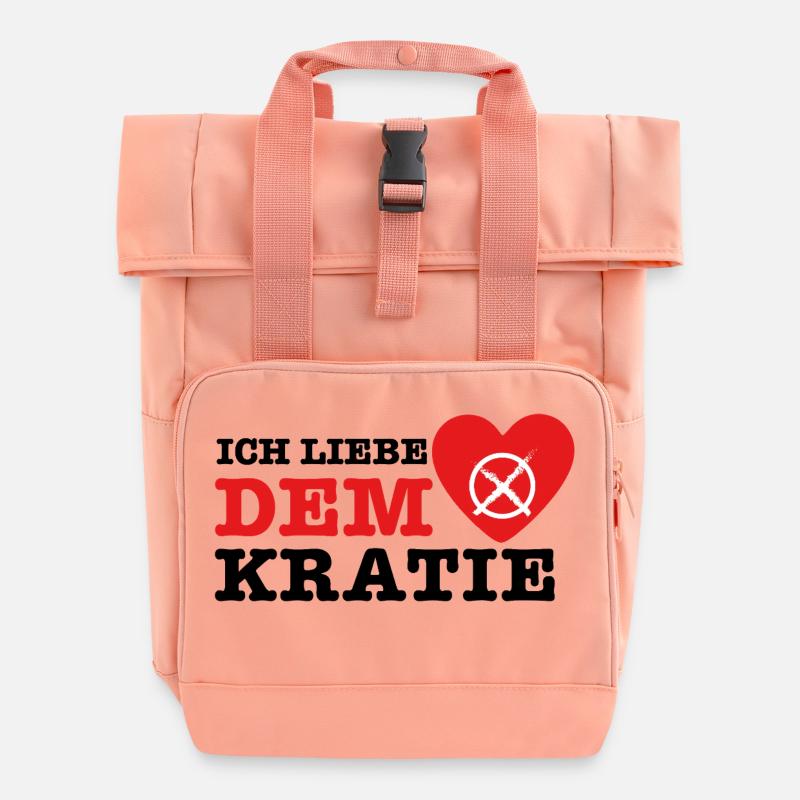 I love democracy - Roll Top Backpack with Two Handles - chintz rose